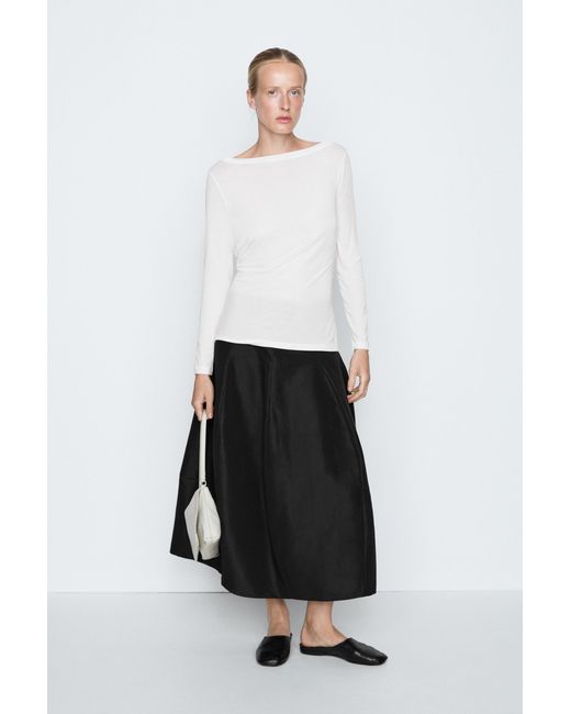MASSIMO DUTTI White Long Sleeve T-Shirt