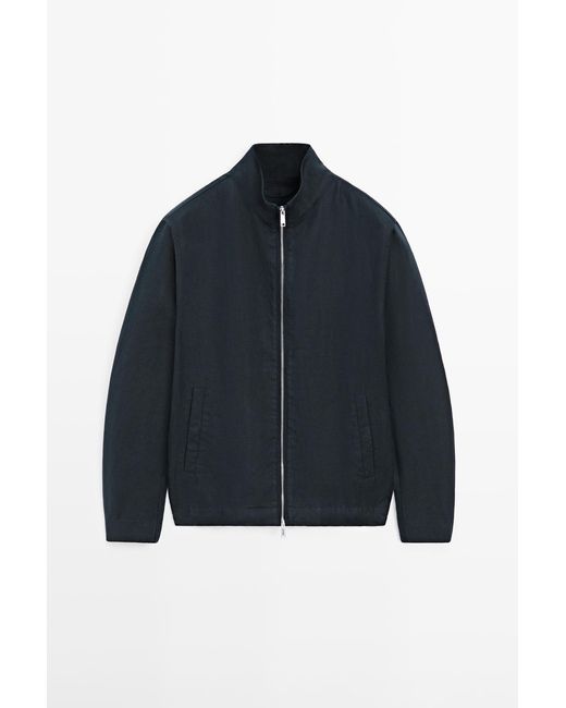 MASSIMO DUTTI Linnen Bomberjack in het Blue voor heren