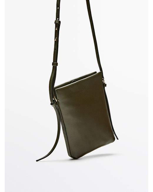 MASSIMO DUTTI Nappa Leather Mini Crossbody Bag in Green Lyst
