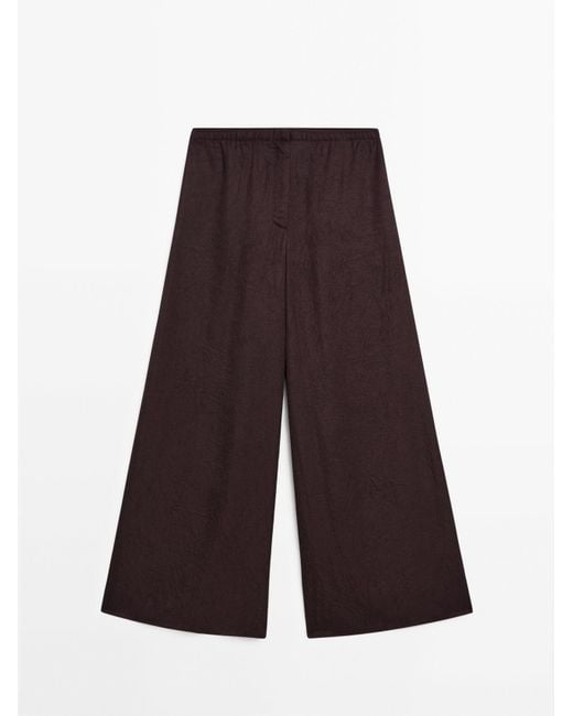 MASSIMO DUTTI Soepelvallende Broek Met Gekreukt Effect in het White