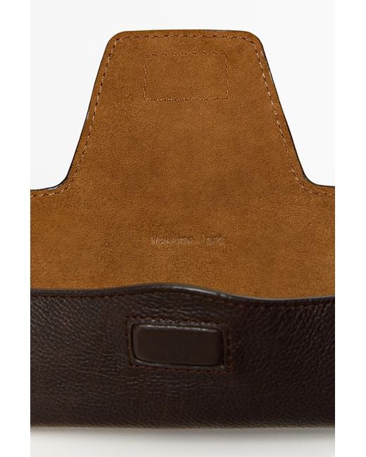 MASSIMO DUTTI Brown Nappa Leather Sunglasses Case for men