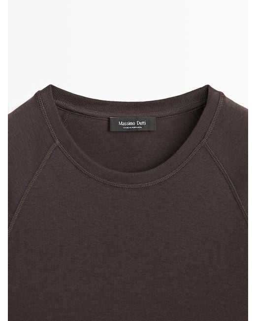 Camiseta Manga Corta Ranglan 100% Algodón MASSIMO DUTTI de color White