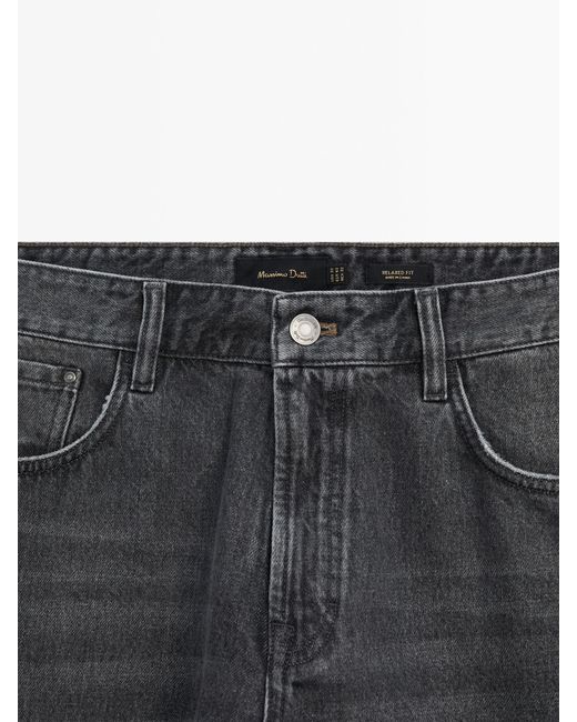 MASSIMO DUTTI Gray Relaxed Fit Stonewash Jeans for men