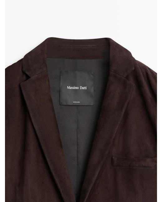 MASSIMO DUTTI Brown 100% Suede Leather Blazer