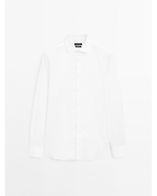 MASSIMO DUTTI 100% Katoenen Overhemd Slim Fit in het White voor heren