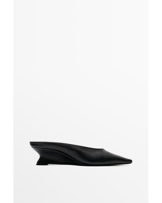 MASSIMO DUTTI White Wedge Heel Mule Shoe