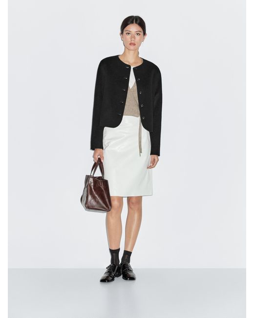MASSIMO DUTTI White Short Wool Blend Jacket