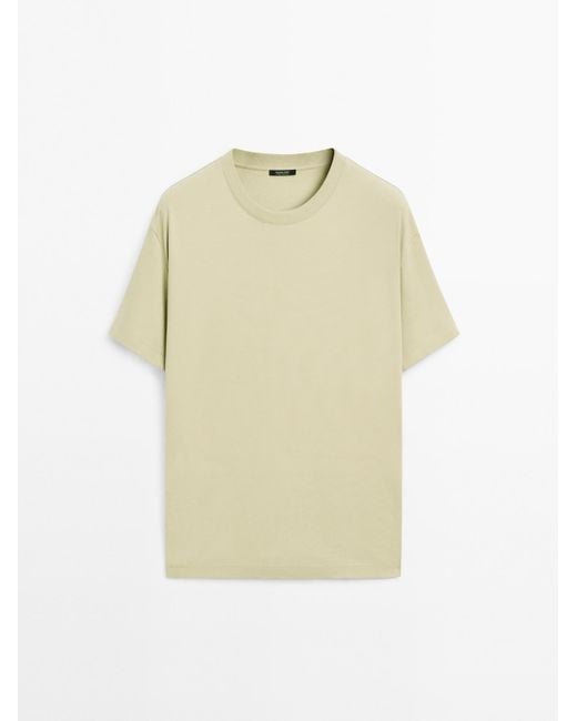 MASSIMO DUTTI 100% Katoenen T-Shirt Van Middelgroot Gewicht in het Natural voor heren