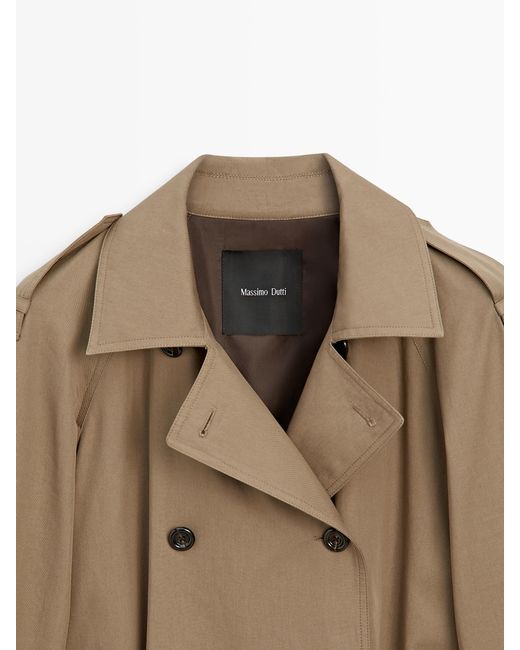 MASSIMO DUTTI Brown 100% Cotton Trench Coat