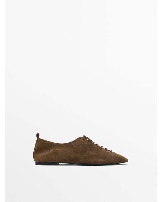 MASSIMO DUTTI White Flat Lace-Up Shoes
