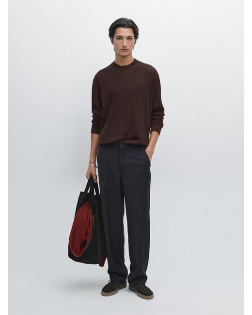 Pull Tressé En Coton Mélangé MASSIMO DUTTI pour homme en coloris Multicolor