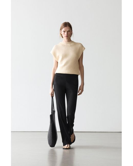 MASSIMO DUTTI Black Flared Trousers With Pocket