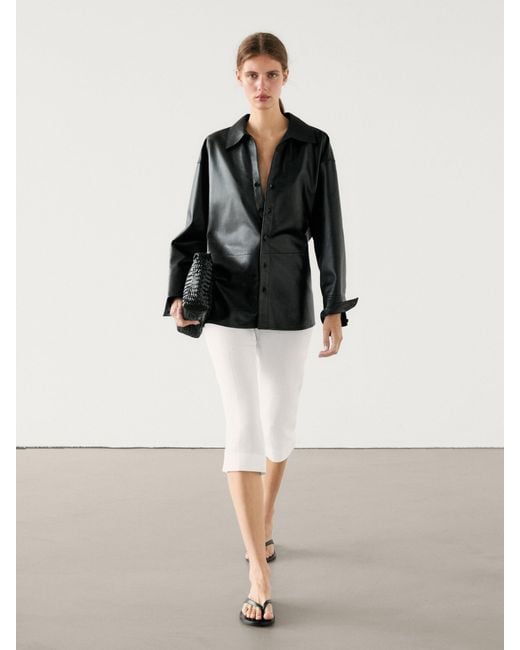 MASSIMO DUTTI Natural Nappa Leather Shirt