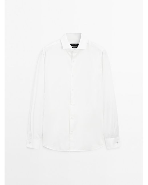 Camicia Slim Fit Con Doppio Polsino di MASSIMO DUTTI in White da Uomo