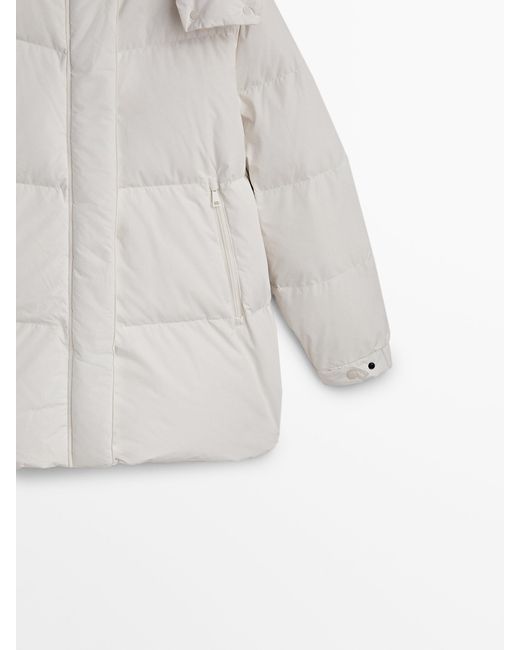 MASSIMO DUTTI White Padded Technical Jacket With Down And Feather Filling