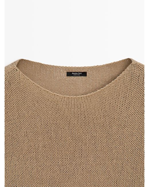 MASSIMO DUTTI Natural Cotton Blend Cutwork Knit Sweater