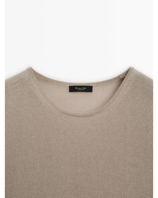 MASSIMO DUTTI Natural Plain Knit Sweater With Crew Neck