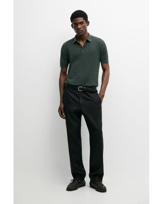 MASSIMO DUTTI Multicolor 100% Cotton Cable-Knit Polo Shirt for men
