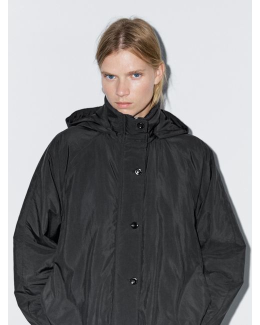 MASSIMO DUTTI Gray Wattierter Parka Mit Stehkragen