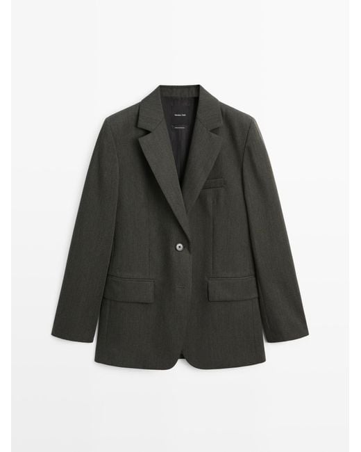 Americana Dos Botones 100% Lana MASSIMO DUTTI de color Gray