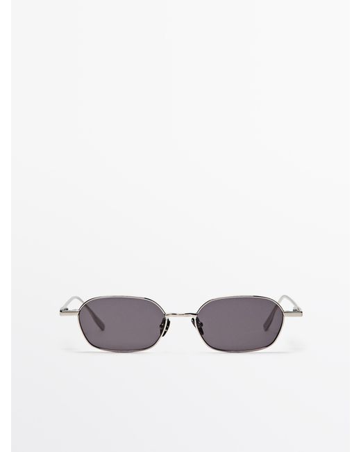 MASSIMO DUTTI White Hexagonal Metal Sunglasses