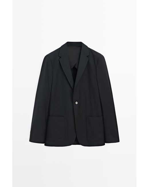 MASSIMO DUTTI Blazer Van Koudwol Met Structuur in het Blue voor heren