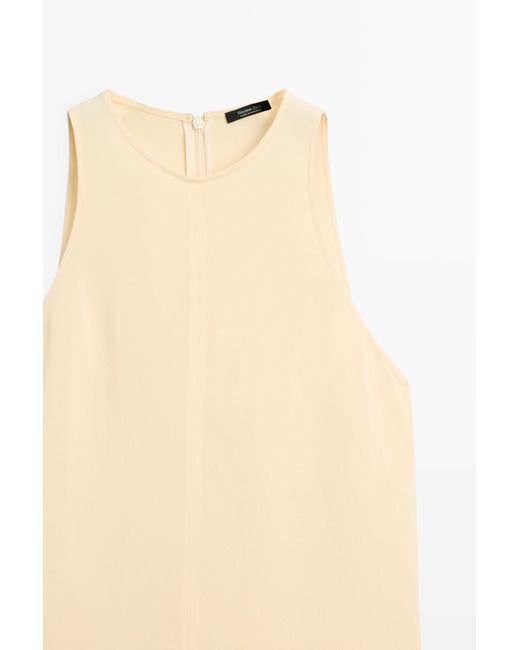 Vestido Midi Halter Fluido Con Lino MASSIMO DUTTI de color Natural