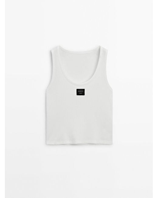 MASSIMO DUTTI White Strappy Top With Label Detail