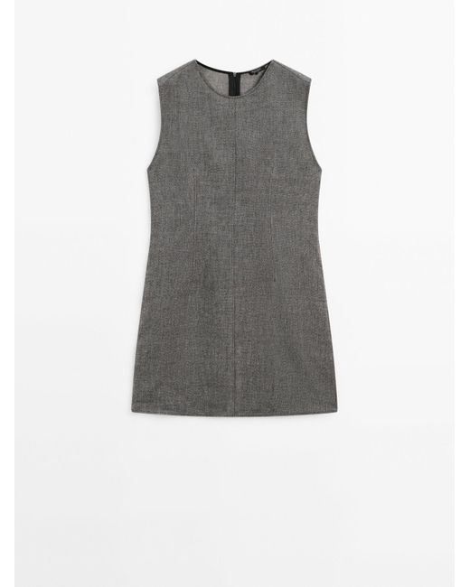 MASSIMO DUTTI Gray Short Wool Blend Dress