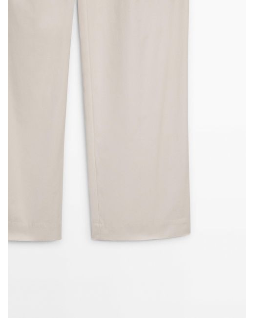 MASSIMO DUTTI White Paperbag High-Waist Trousers