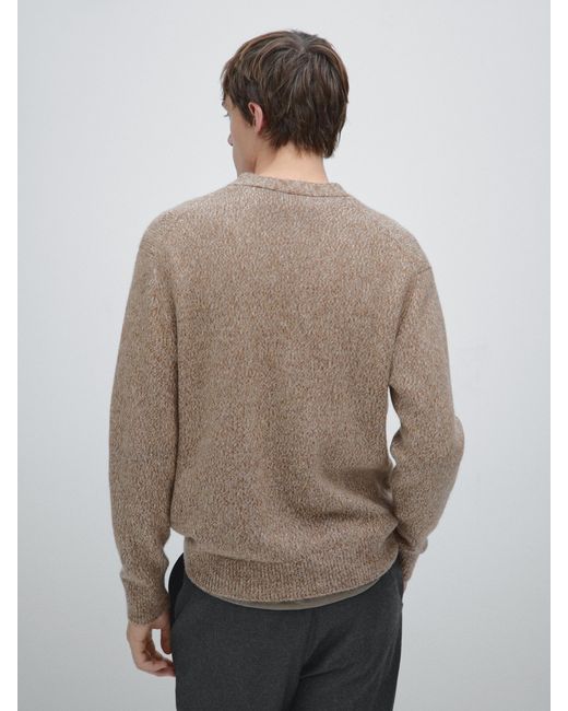 MASSIMO DUTTI Natural Wool Blend Knit Cardigan for men
