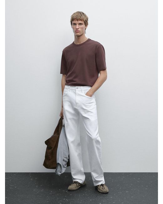 Camiseta Manga Corta Mezcla Algodón MASSIMO DUTTI de hombre de color White