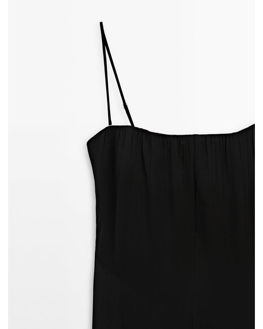 MASSIMO DUTTI Black Strappy Dress With Slit Detail
