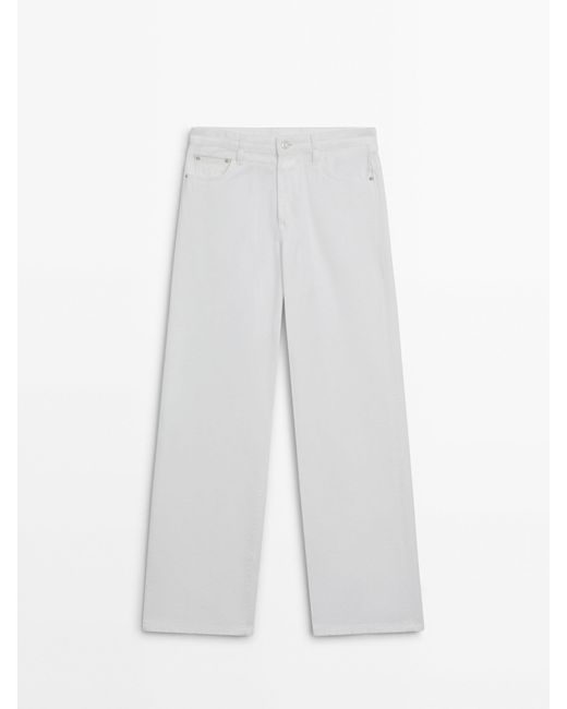 MASSIMO DUTTI White Relaxed-Fit High-Waist Jeans