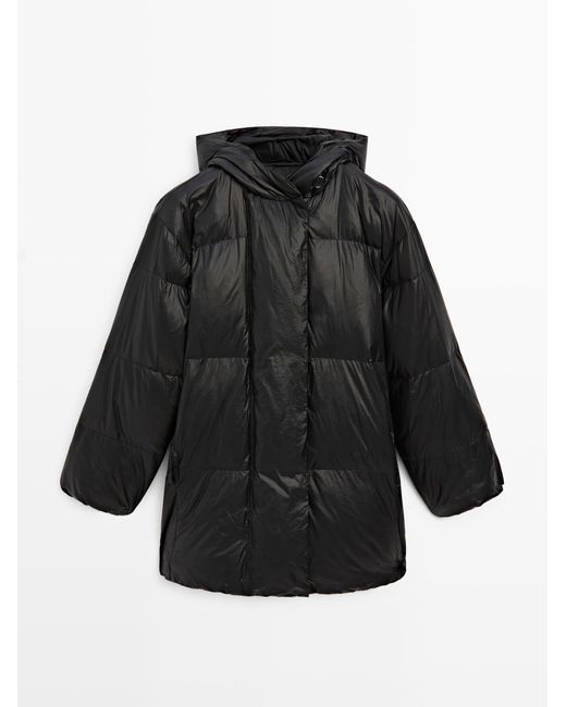 MASSIMO DUTTI Gewatteerd Jack Met Capuchon in het Black
