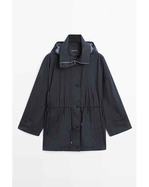 MASSIMO DUTTI Parka Van Technische Stof in het Gray