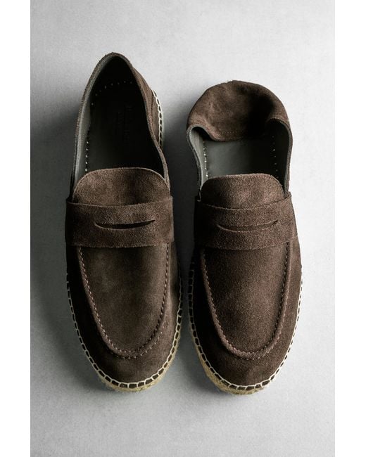 MASSIMO DUTTI White Split Suede Mask Espadrille for men