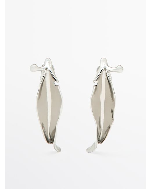MASSIMO DUTTI White Irregular Leaf Earrings
