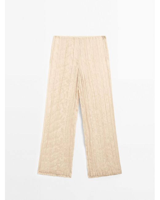 MASSIMO DUTTI Soepelvallende Broek Met Plooi in het White
