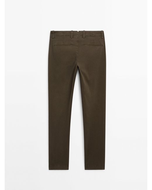 MASSIMO DUTTI Green Slim Fit Textured Trousers for men