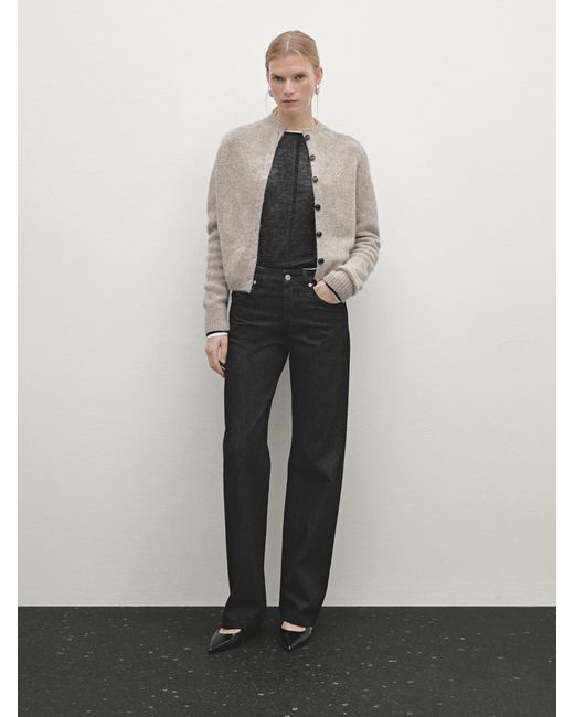 MASSIMO DUTTI White Melierter Strickcardigan