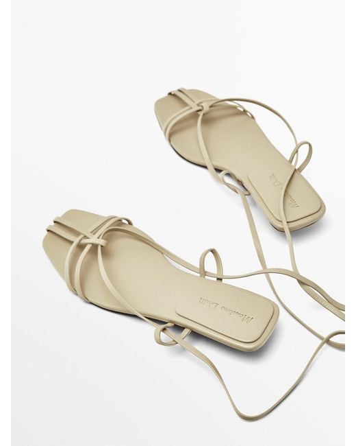 MASSIMO DUTTI White Multi-Strap Heeled Sandals