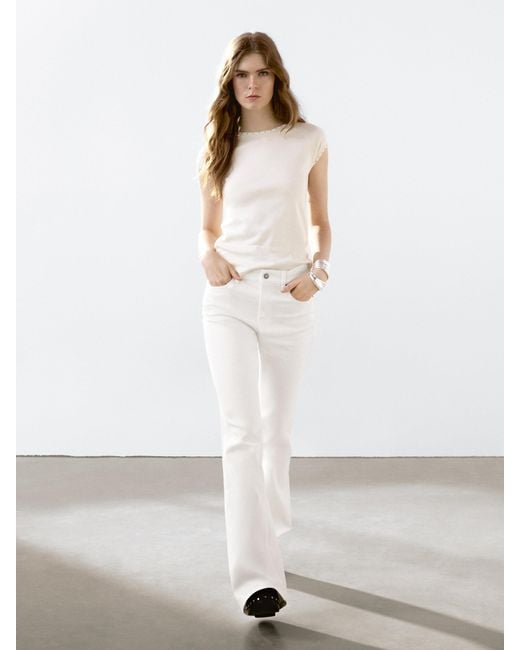 Maglietta A Maniche Corte Con Dettaglio Di Borchie di MASSIMO DUTTI in White