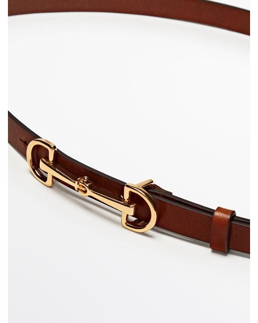 MASSIMO DUTTI White Belt With Double Long Buckle