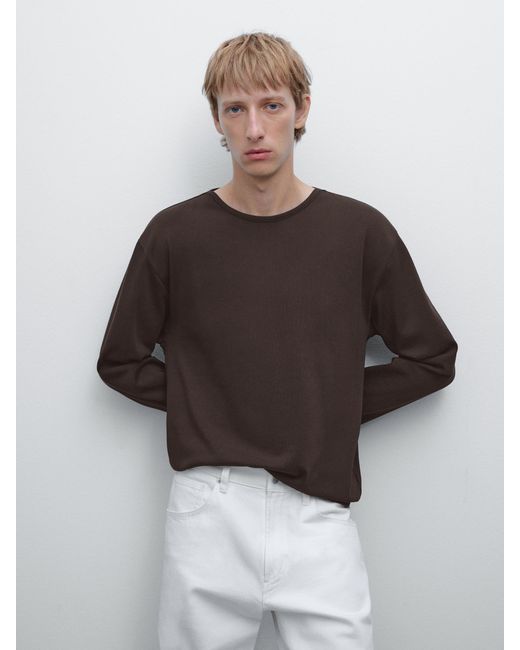 MASSIMO DUTTI Langarmshirt Heavy Weight in Brown für Herren