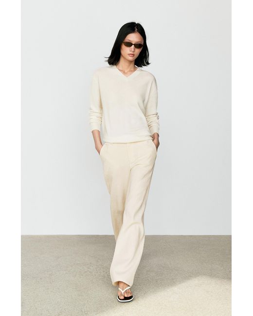 MASSIMO DUTTI Natural Kaschmir-Strickpullover