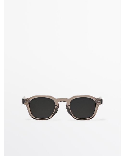 MASSIMO DUTTI Geometrische Zonnebril in het White voor heren
