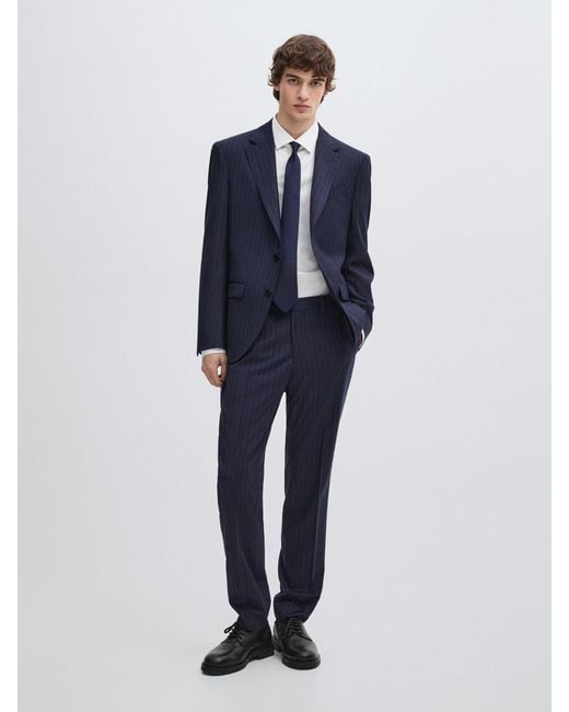 MASSIMO DUTTI Anzugblazer Aus 100 Wolle Mit Streifen in Blue für Herren