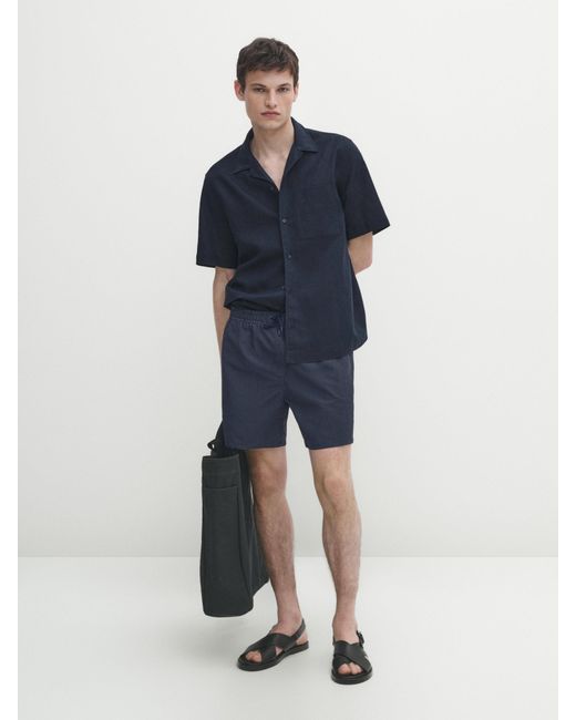 MASSIMO DUTTI Blue Plain Pigment Swimsuit Trunks for men
