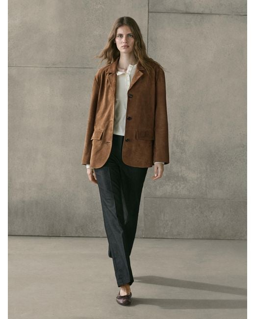 MASSIMO DUTTI Black Denim-Effect Flared Pants